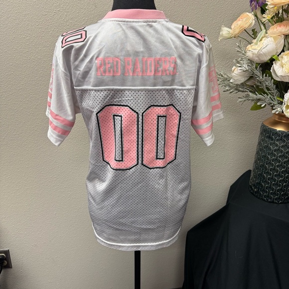 Pink Red Raiders Mesh Football Jersey XL • V-Neck Game Day Collegiate Top - Picture 3 of 8